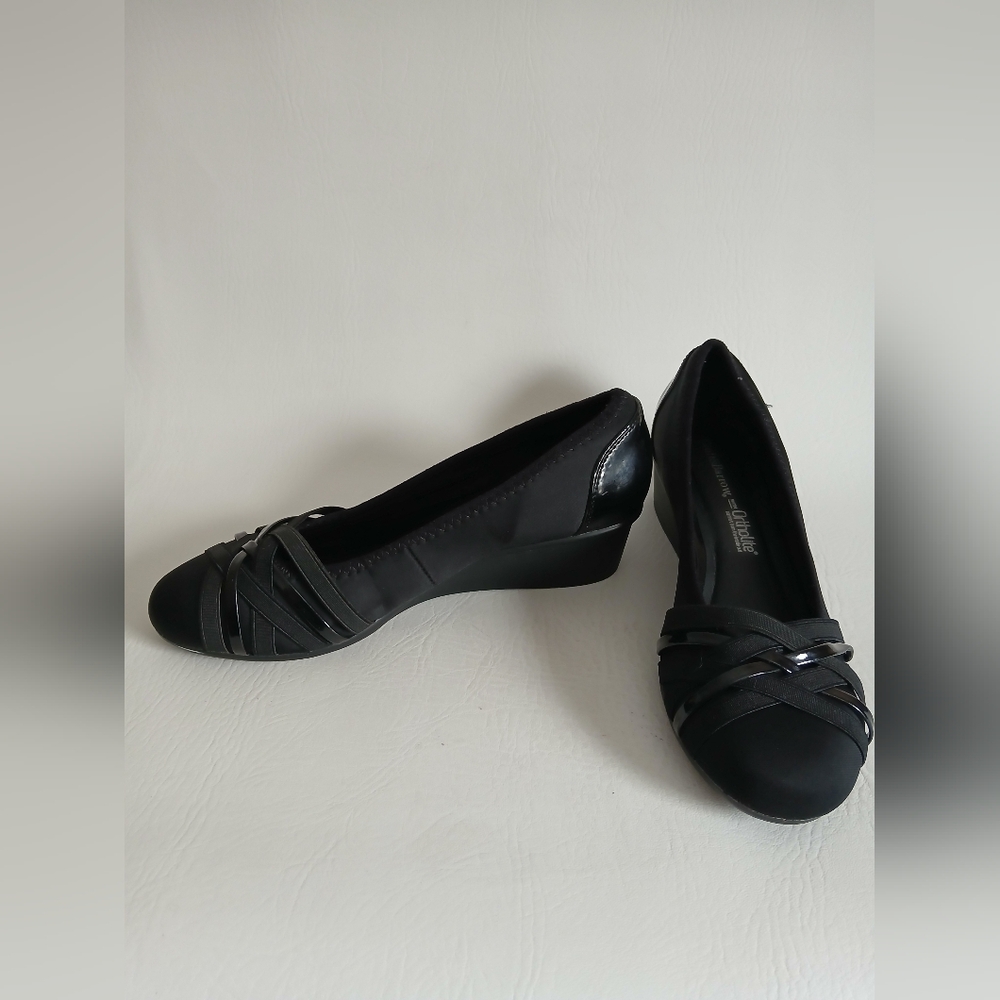 Croft & Barrow Ortholite Comfort From The Inside Out Black Fabric Wedge Sz8.5